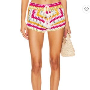 My beachy side crochet shorts in multi
